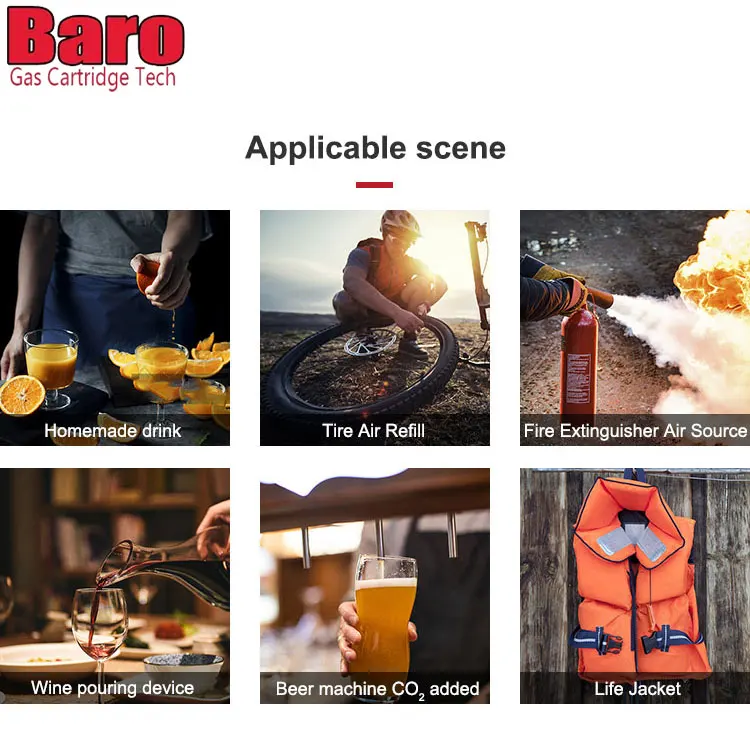 High Quality Tire Air Refill Plain Neck 38g CO2 Cartridge Gas Bottle 38g CO2 Gas Cylinder