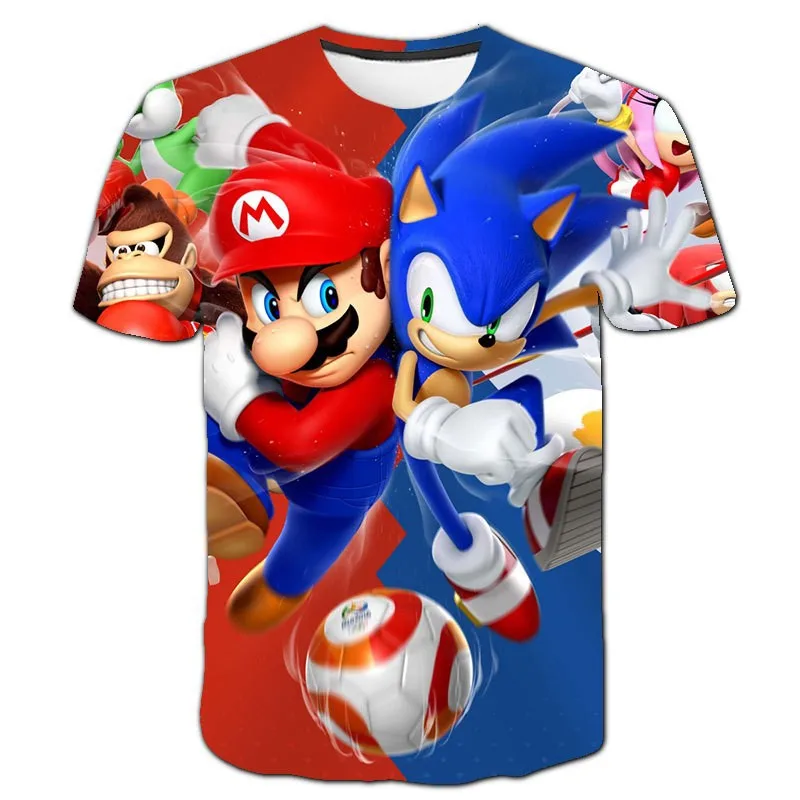 Custom Sonic Tshirt Kids Clothing Boys Cartoon Game Super Sonic Boys Clothes children T-shirt Summer Clothes For Girls