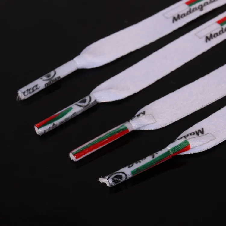 Custom Logo black white sublimation print shoe laces strap