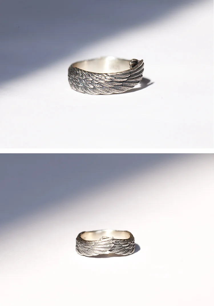 Original design angel sterling silver 925 couple adjustable wing ring