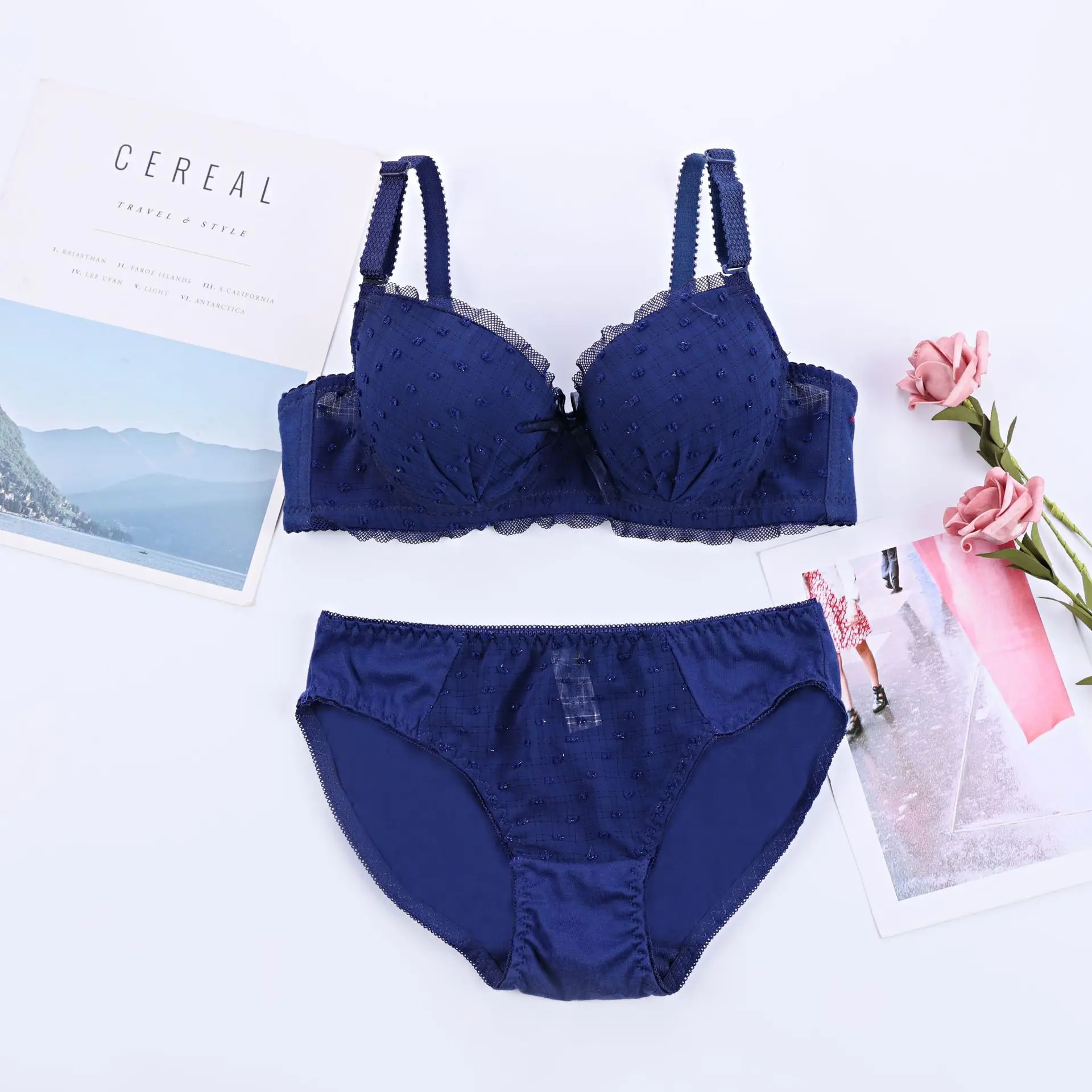 Wholesale Plus Size Women Bra Set Soft Comfortable Bra Panty Set Size 36