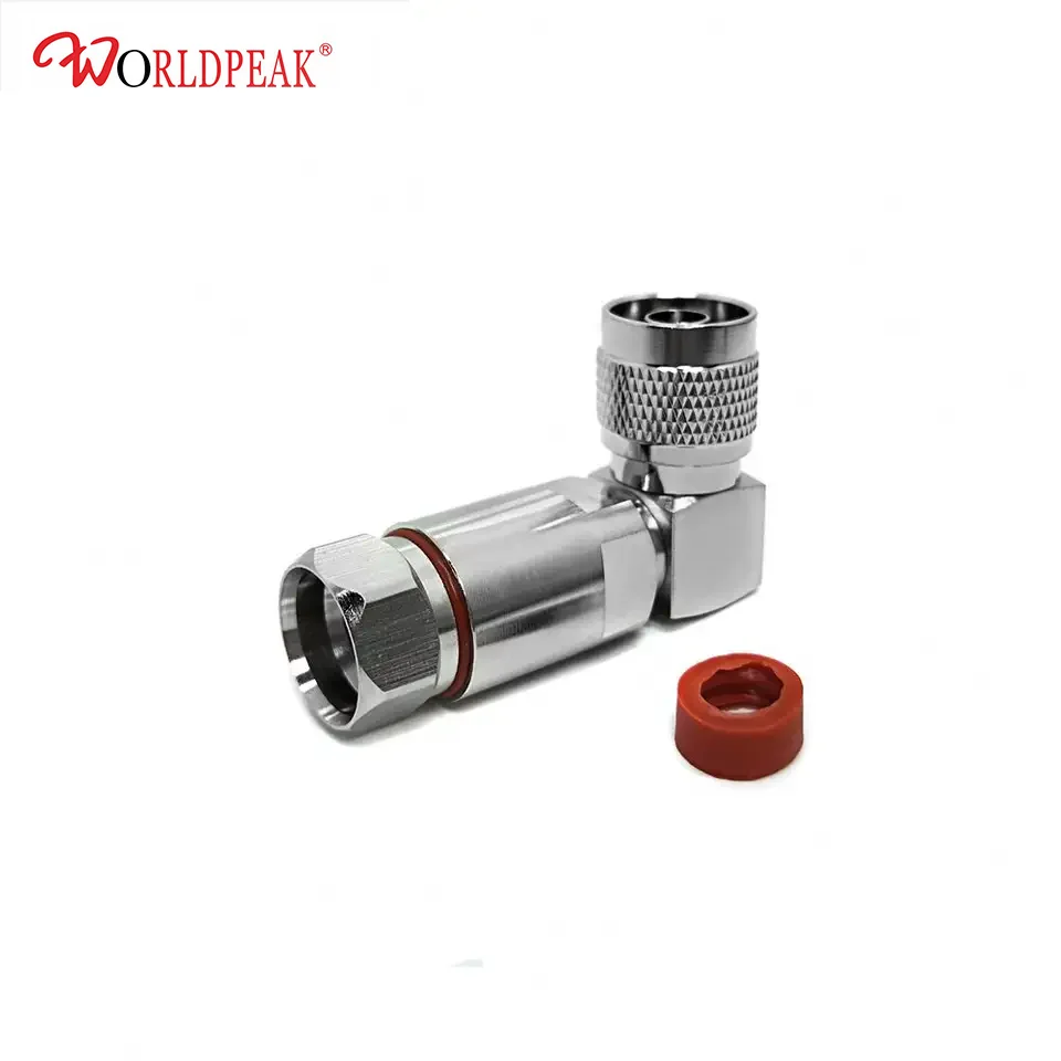 N male plug clamp 90 degree right angle RF connector for sf 1/2 heliax super flexible FSJ4-50B feeder coax cable