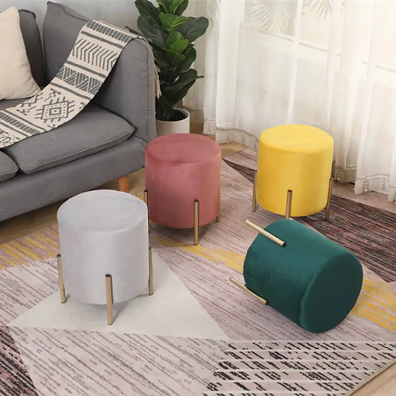 Stool New Sale Dining Round Modern Living Room Furniture Gold Metal Chairs Velvet Stools