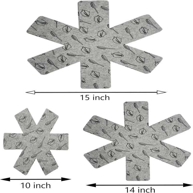 Felt Pan Protector Separator for Stacking All Clad to Prevent Scratching Anti Slip Non-Stick Pans Cookware Accessories Set of 12