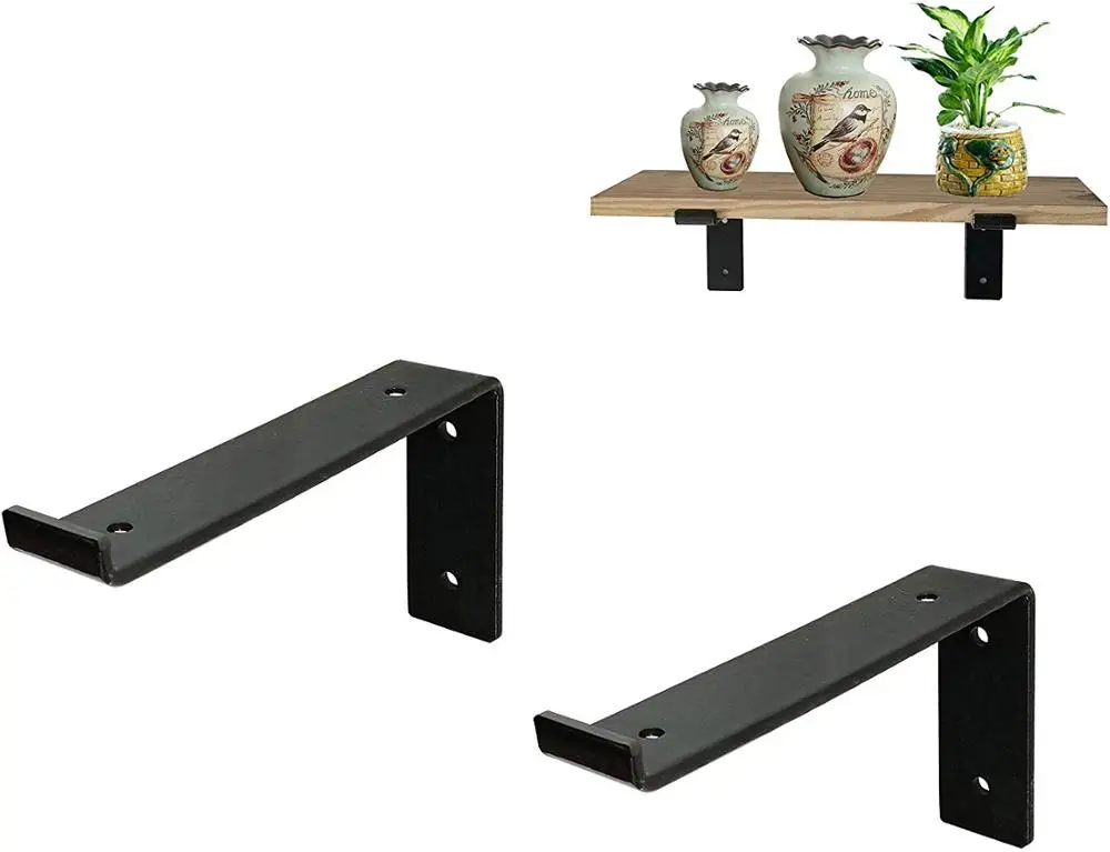 
Custom Size Shelf Brackets 6-Pack Lip Brackets for Shelves, Industrial Forged Raw Metal/Steel Floating Shelf Bracket 