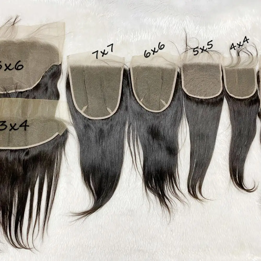 
4x4 HD Thin Skin Transparent Swiss Silk Base Middle Part Three Part Straight Curly Top Lace Closure with Bundles 