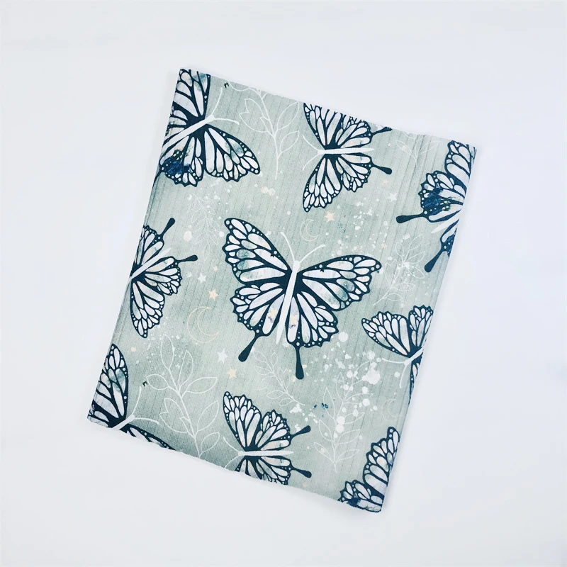 Premium Digital Printed Organic Cotton Rib Knitted Fabric 95% Organic Cotton 5% Spandex For Garment