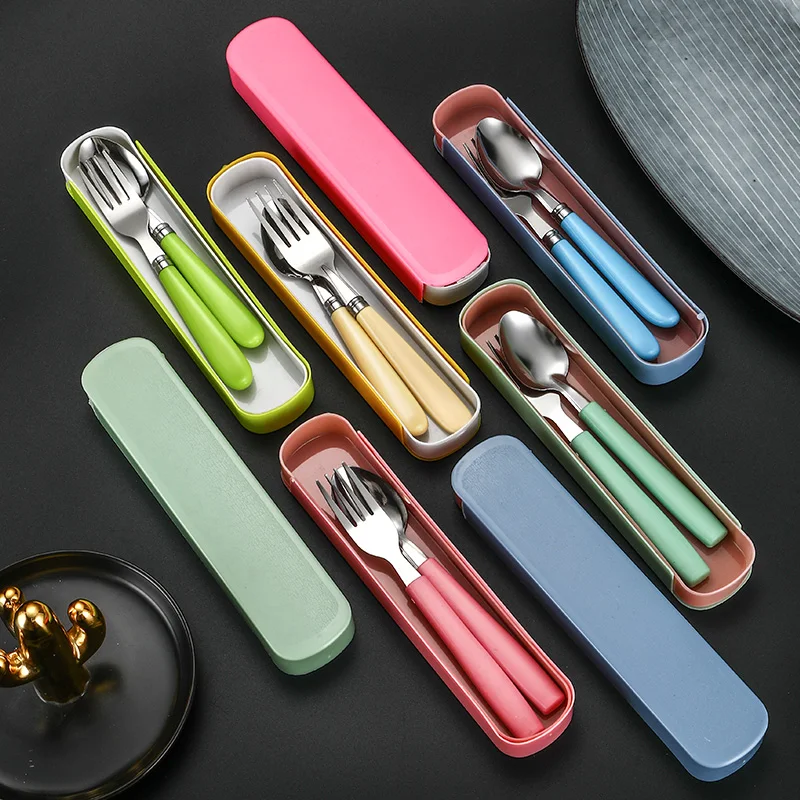 Простой креативный портативный складной набор столовых приборов из нержавеющей стали идеальная двухсекционная посуда для кемпинга включая вилку