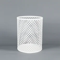 Wire mesh iron trash can office modern Nordic white round trash can