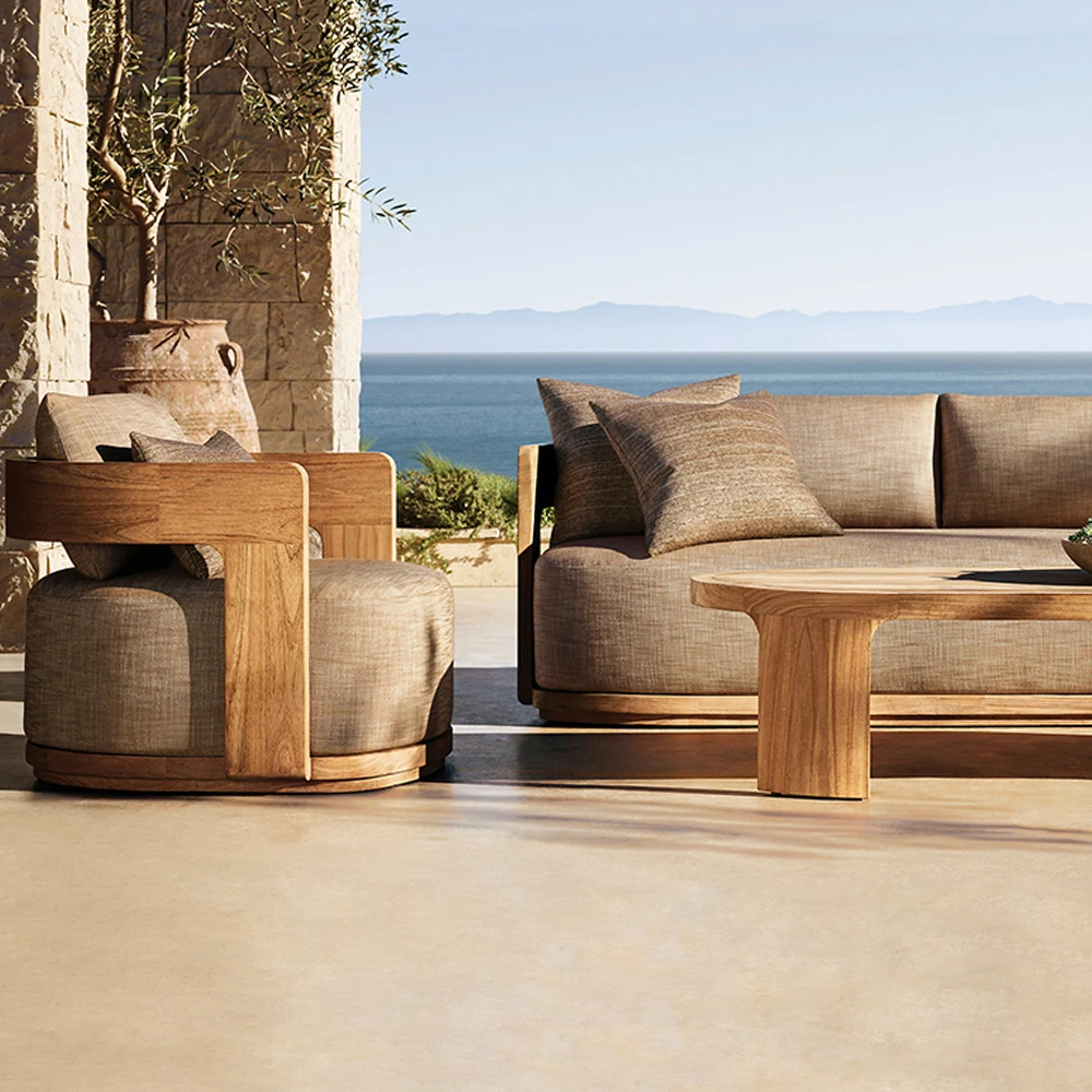 2024 Luxury Modern New Design Teak Outdoor Furniture Set Teak Patio Sofa Set Outdoor Furniture
