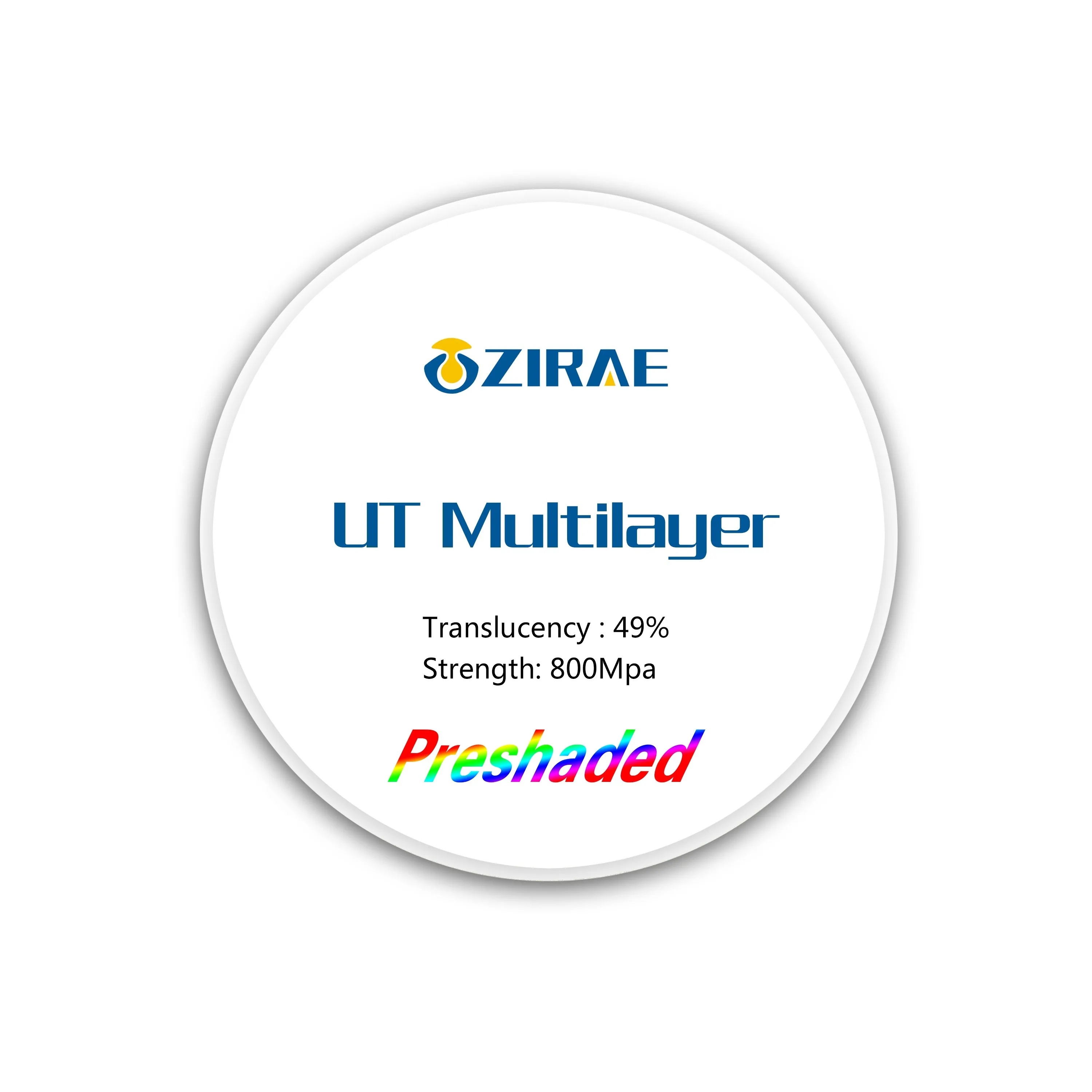 CE approved 49% translucent UT multilayer  zirconia dental block for CAD CAM Open system