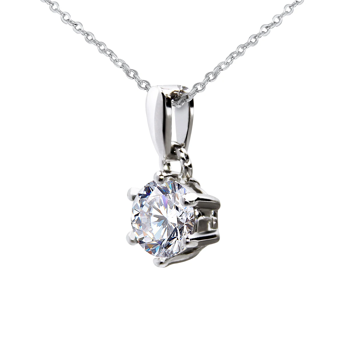 Moissanite Diamond Pendant Necklace 1.0 CT 925 Sterling Silver Classic 6-Prong D Color VVS1 Brilliant Round Cut