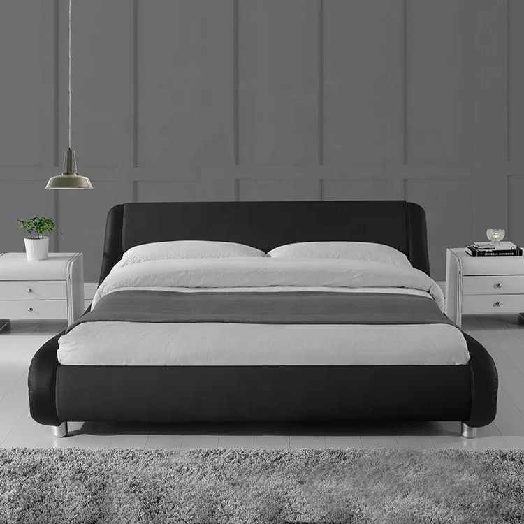 1222-1 Multi-color Reading LED Light Modern Design Linen Fabric Upholstered Bed