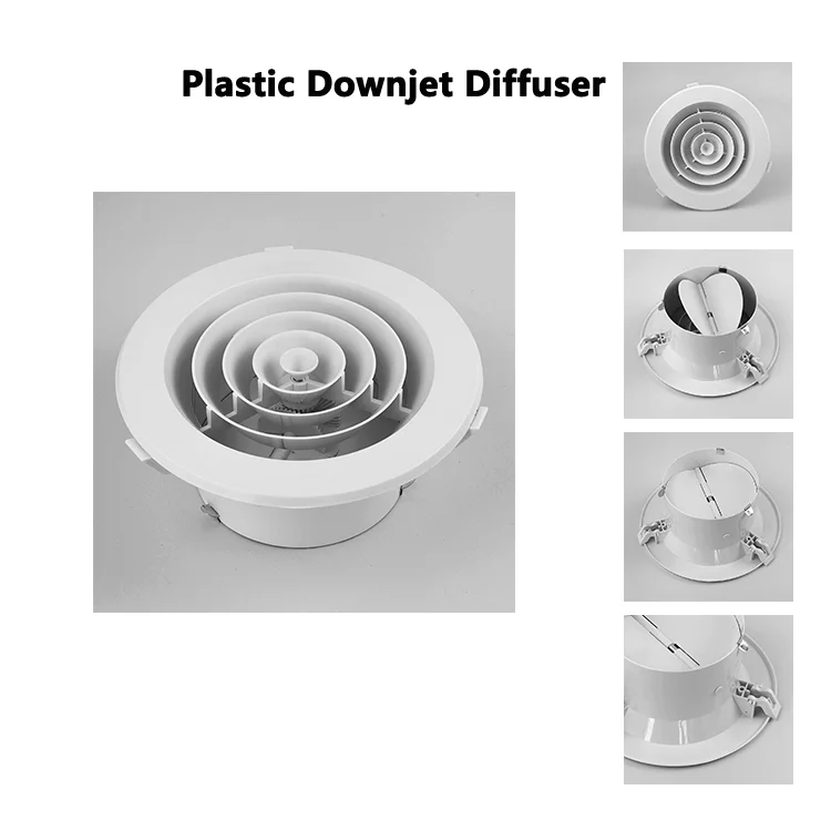 Hvac ABS Plastic Round Adjustable Ceiling Circular Down Jet Return Air Vent Duct Diffuser Cover Sheet With Butterfly Damper