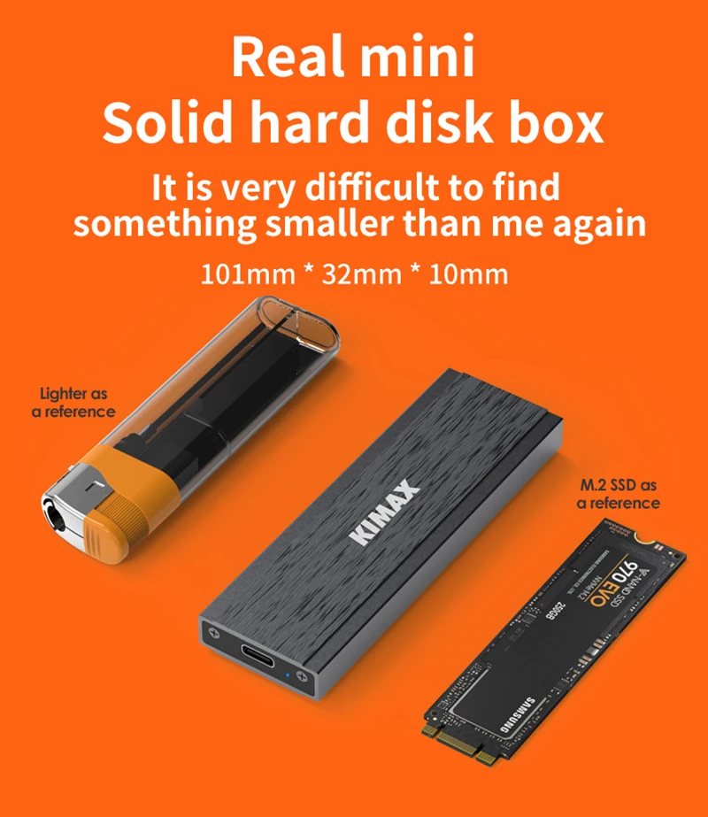 M2 SSD Case NVME SSD Enclosure M.2 to USB Type C Aluminum Hard Drive Enclosure for NVME PCIE NGFF SATA MB Key SSD Disk