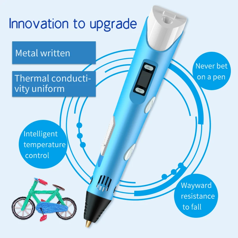 Smart 3D Color Painting Printing Pen Compatible with LCD Screen PLA Filament High Temperature 3D Toy Pen for Kids Birthday Gift