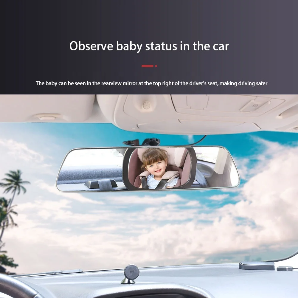 Black Adjustable 360 Degree Rotation Abs Plastic Car Rear View Mirror Baby Car Back Seat Mirror