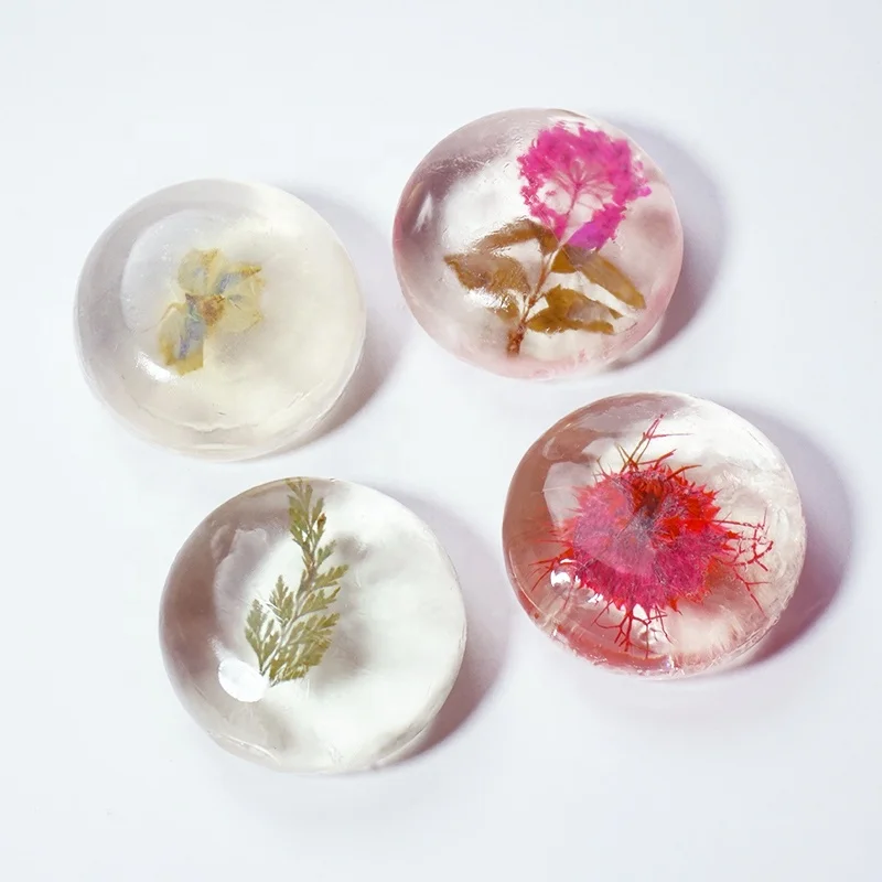 Custom Facial Body Cleansing Handmade Bath Glycerin Amino Acid Flower Crystal Soap