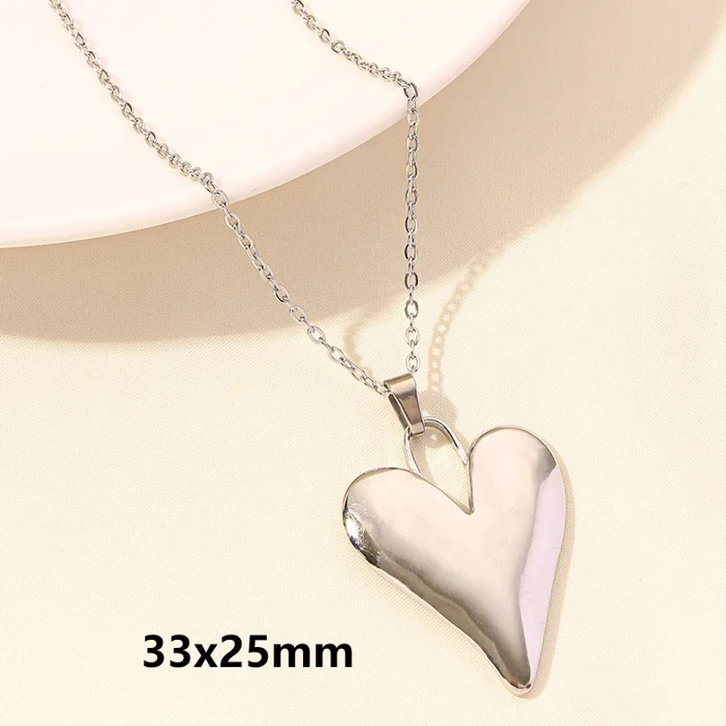 Women and Girls 18K Gold Electroplated Stainless Steel DIY Component Heart-Shaped Pendant Necklace Fashion Jewelry Production