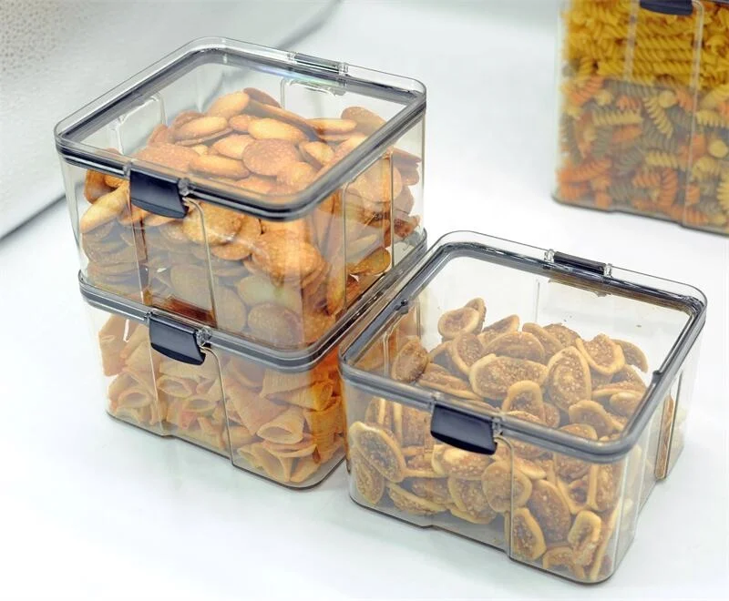 High Clear kitchen airtight plastic cereal food storage containers with lid BPA Free big size large capacity storage boxes