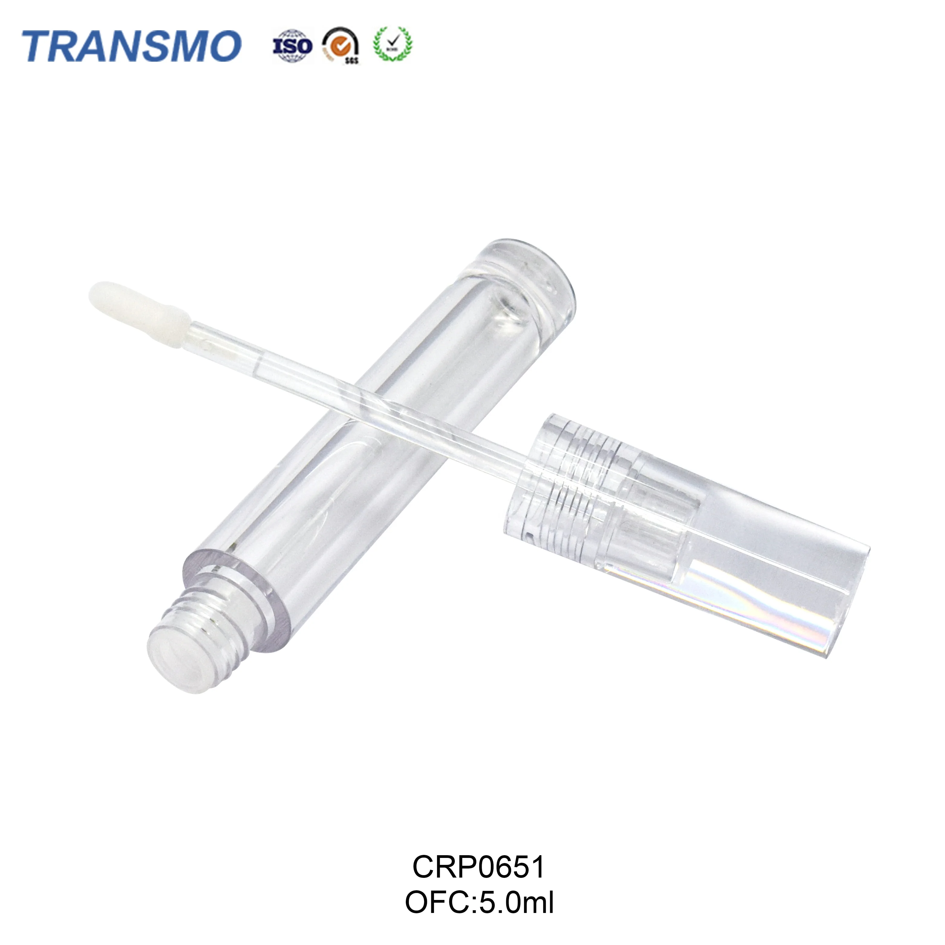 Recycled plastic 5ml lip gloss packaging custom logo liquid lipstick tube 5ml round crystal empty lipgloss tubes
