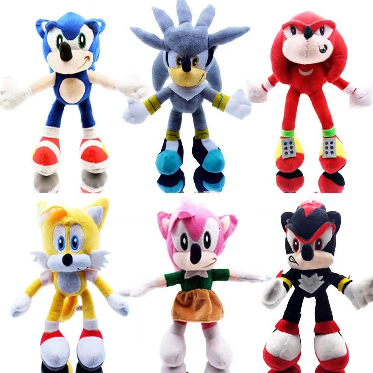 Stuffed Cartoon Character Tails Amy Rose Shadow Silver Knuckles Super sonic hedgehog 2 toys Doll