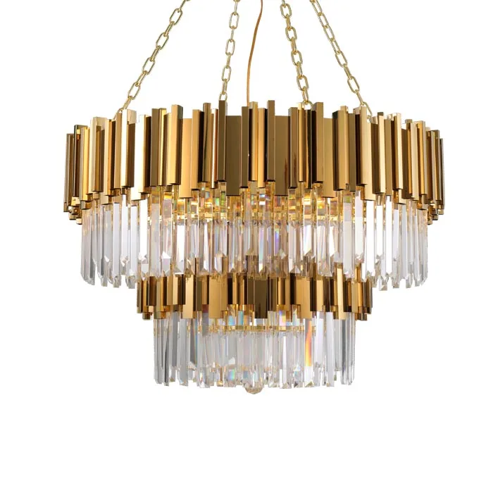 Crystal Pendant Chandelier Amber Germany K9 Modern LED Iron+ Crystal 12 Golden Iron Switch Control 110V /220V AC 165-265V 2001-R