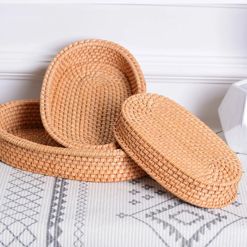 Rattan fruit basket - Oval fruit basket three-piece set - Rattan furniture