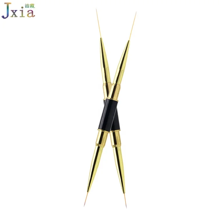 Кисть для ногтей Jiexia с черной металлической ручкой и золотыми