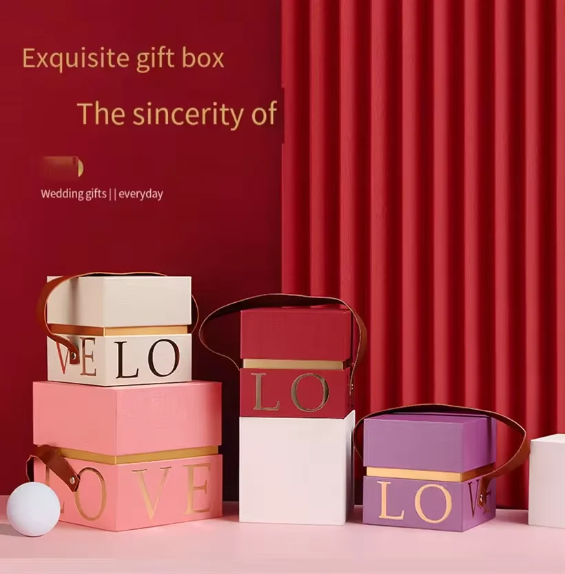 Wedding Romantic chocolate box packaging Hand-held candy box cosmetics jewelry high-grade packaging box customization