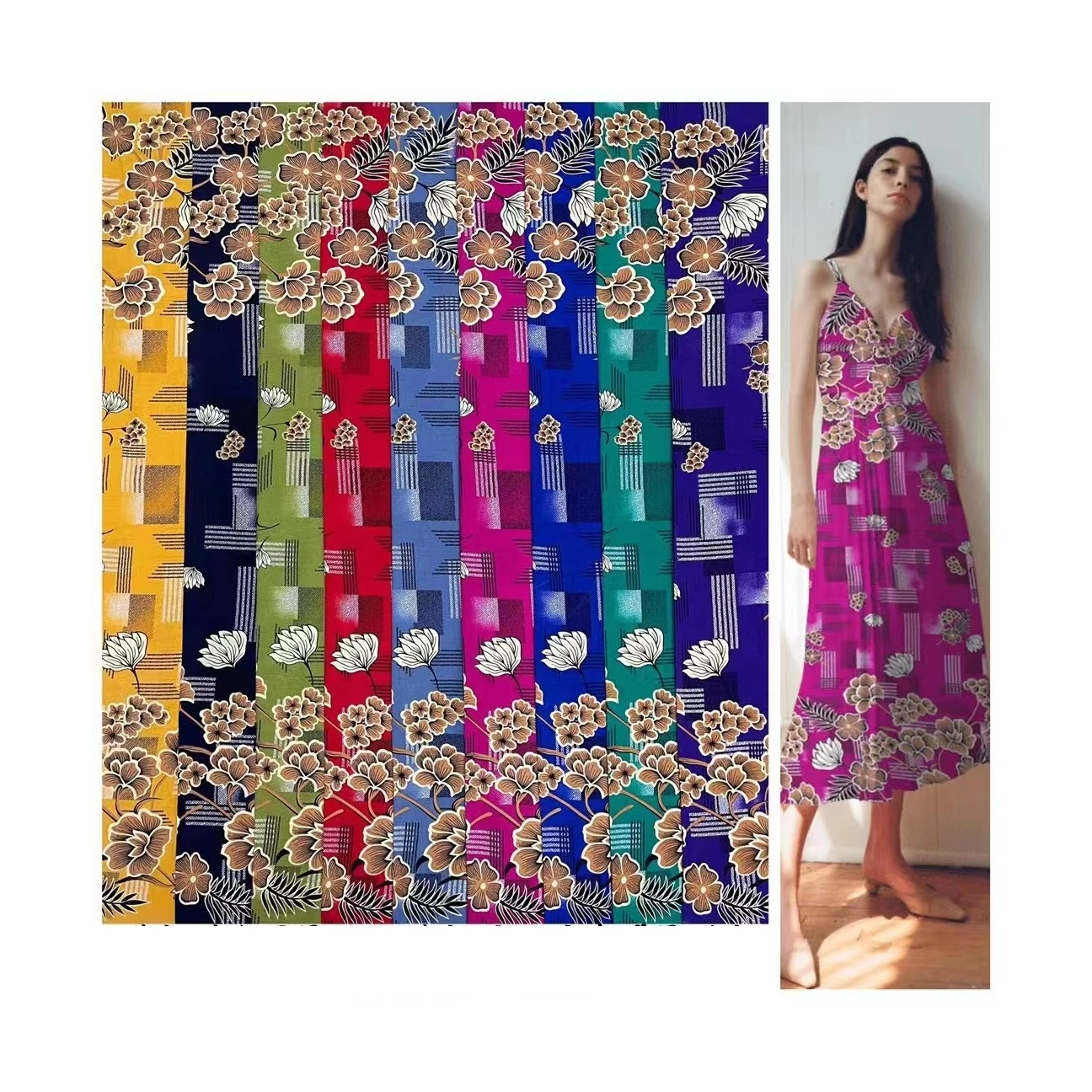 100% rayon fabric 35 big flower digital print rayon for somali dress women abaya