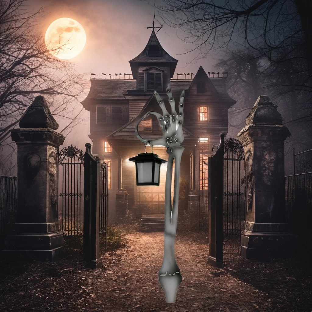 garden Zombie Ghost Arm Stake with solar lantern Halloween Realistic Skeleton decoration