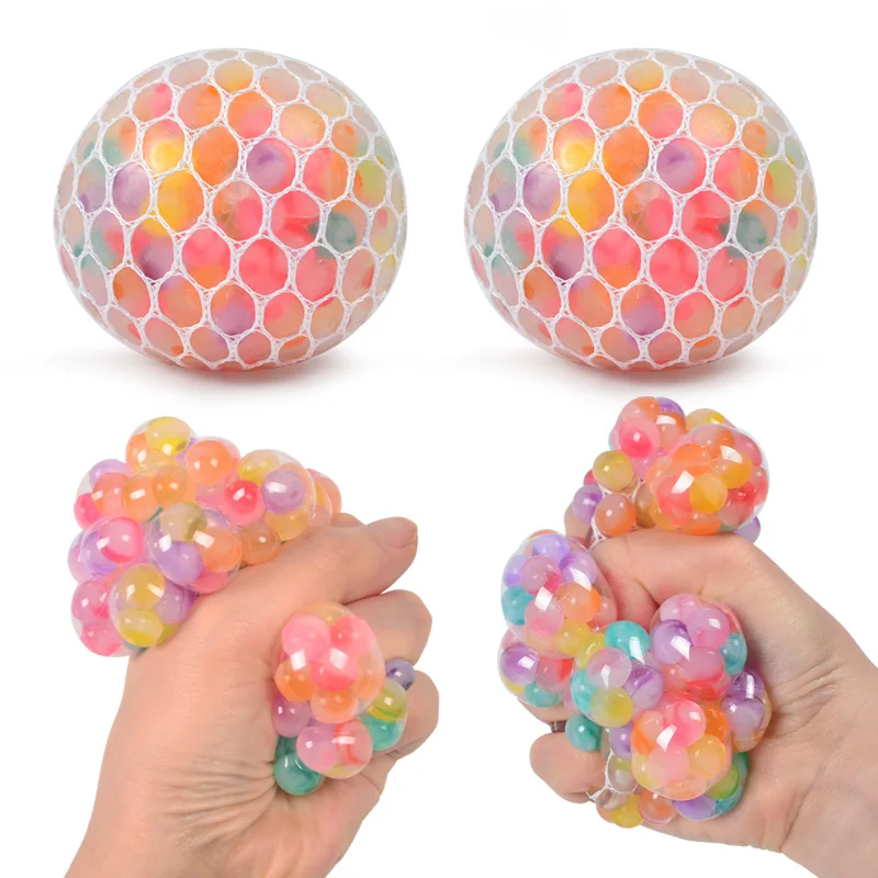 Anti-Stress Squishy Balls Pressure Relief Vent Ball Colorful Squeeze Grape Balls, Sensory Toy Filled with Water Beads