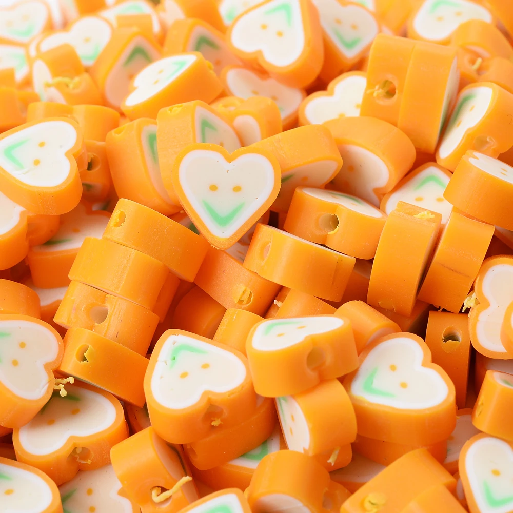 50Pcs Love Heart Clay Beads Smiley Face Polymer Clay Beads Spacer Jewelry Beads For Making DIY Earring Necklace Bracelet