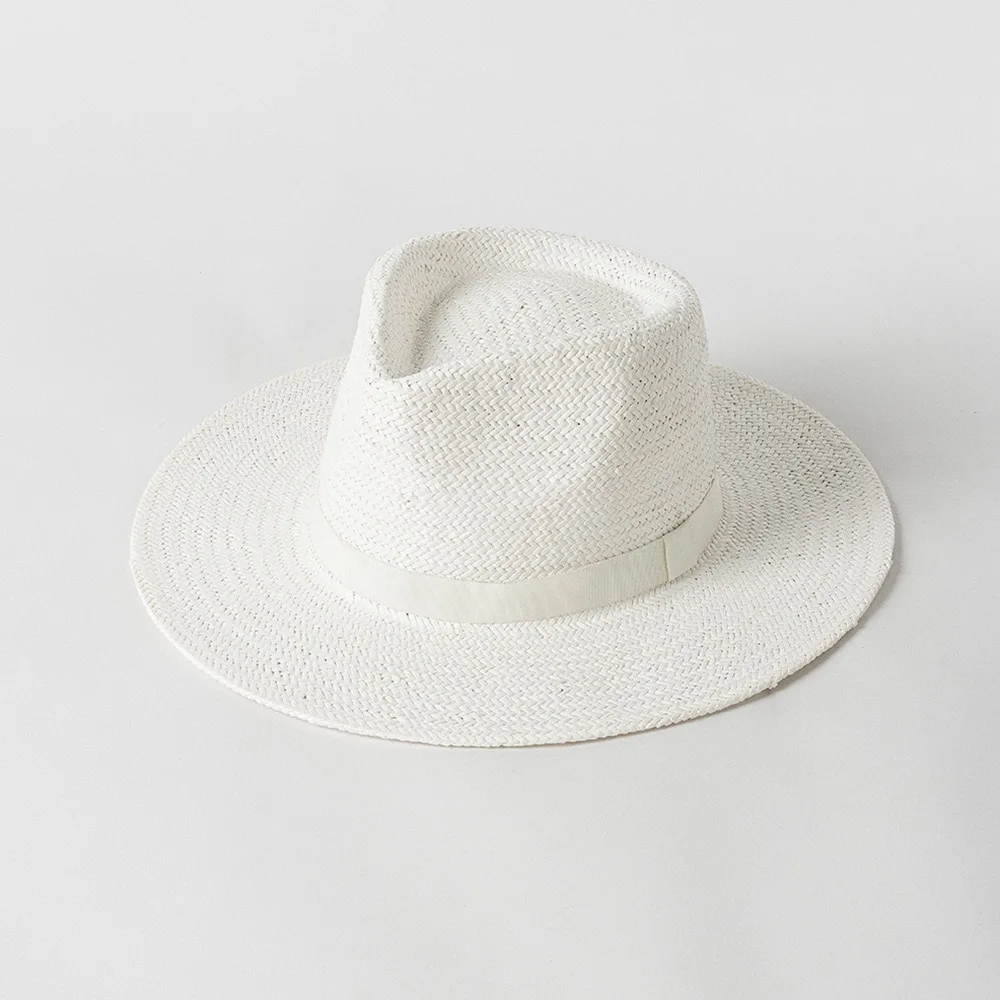 2023 Summer New High Quality Unisex Fedora Hand Weave Paper Straw Panama Hat for Men Outdoor Sun Shade