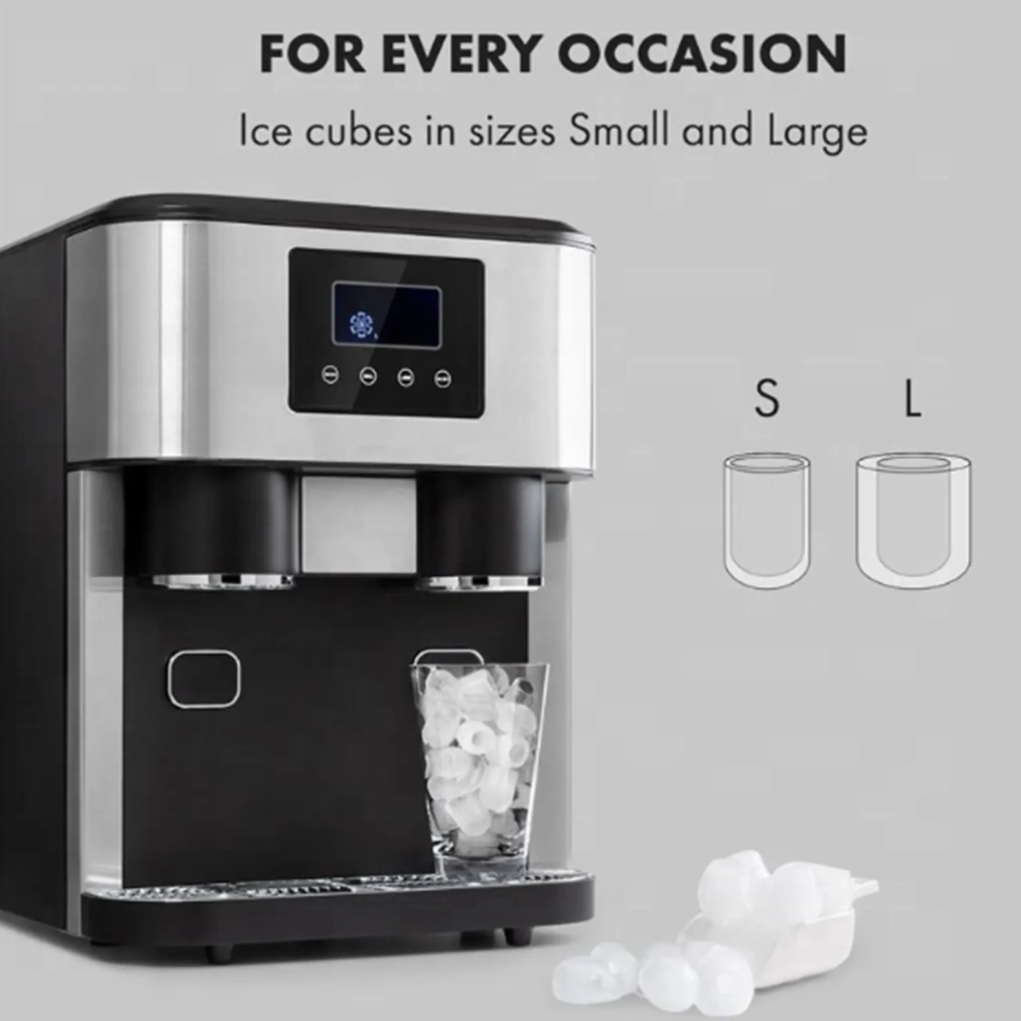 15kg Countertop Ice Making Machine Chewable Ice Cube Nugget Ice Maker with Side Tank Home Kitchen Office Bar