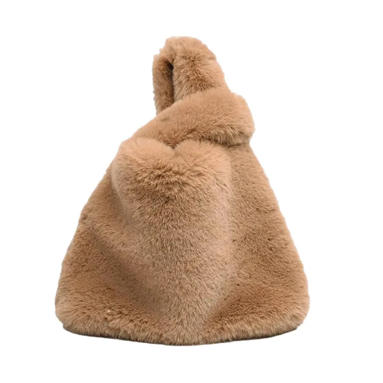 Коричневая модная женская плюшевая Сумка-тоут