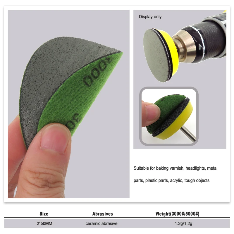 2Inch 998A Hook and Loop Foam Abrasive Disc Sanding Sponge Paper for Car Painting Removing Fine Sand Scratches 3000-5000Grit