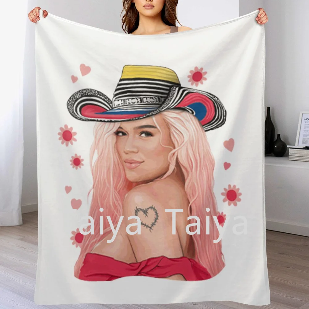 Custom Print new design Karol G thin thickened Flannel fleece travel nap throw blankets