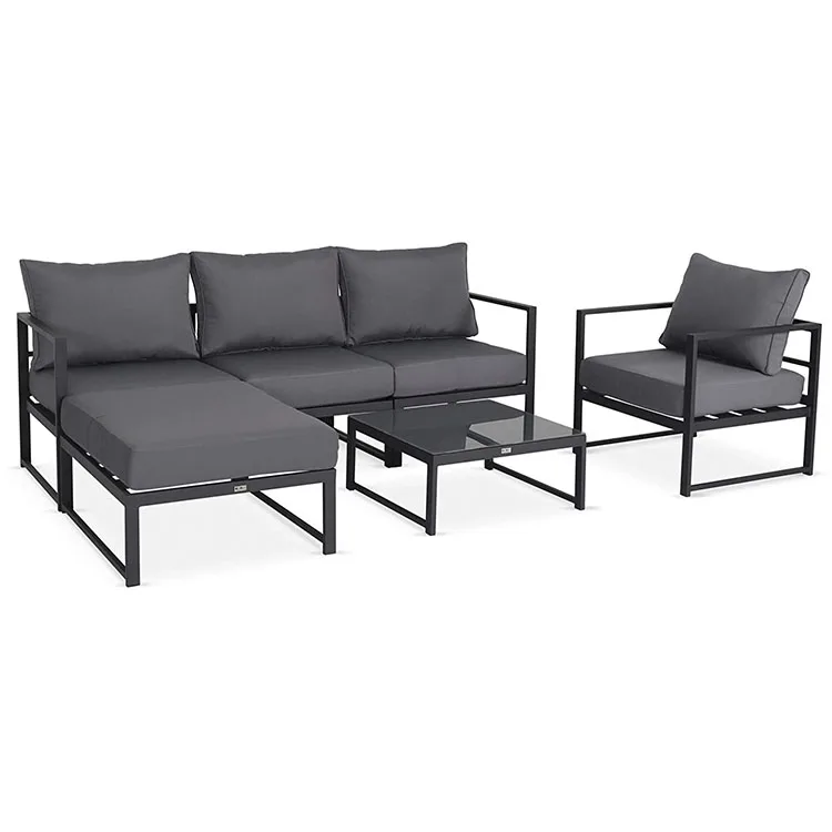 
Black L shape all aluminum unique outdoor sectional sofa garden furniture outdoor corner garden sofa set 