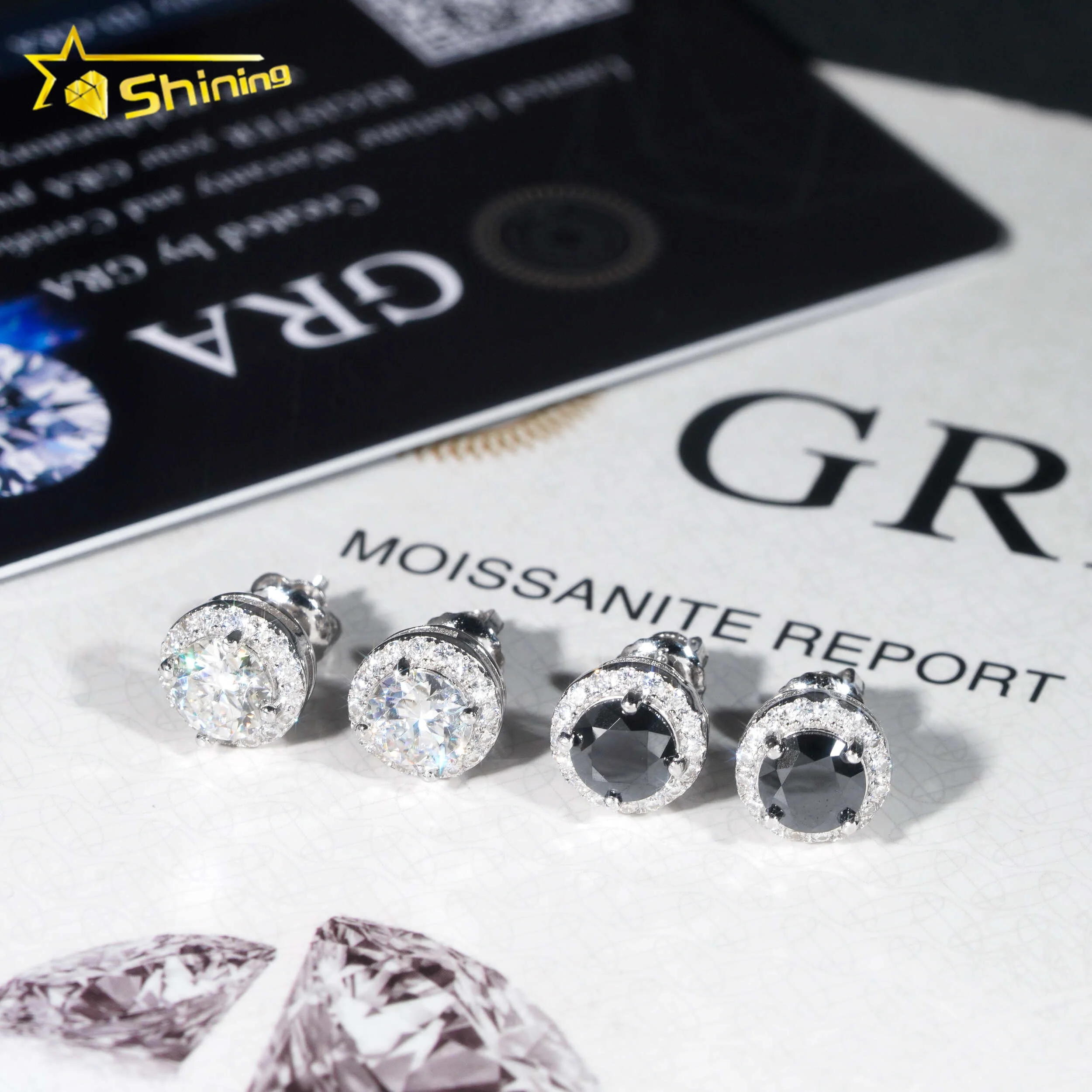Ready To Ship Best Hot Selling Pass Diamond Tester Hip Hop Jewelry 925 Sterling Silver VVS Moissanite Stud Earrings 6mm