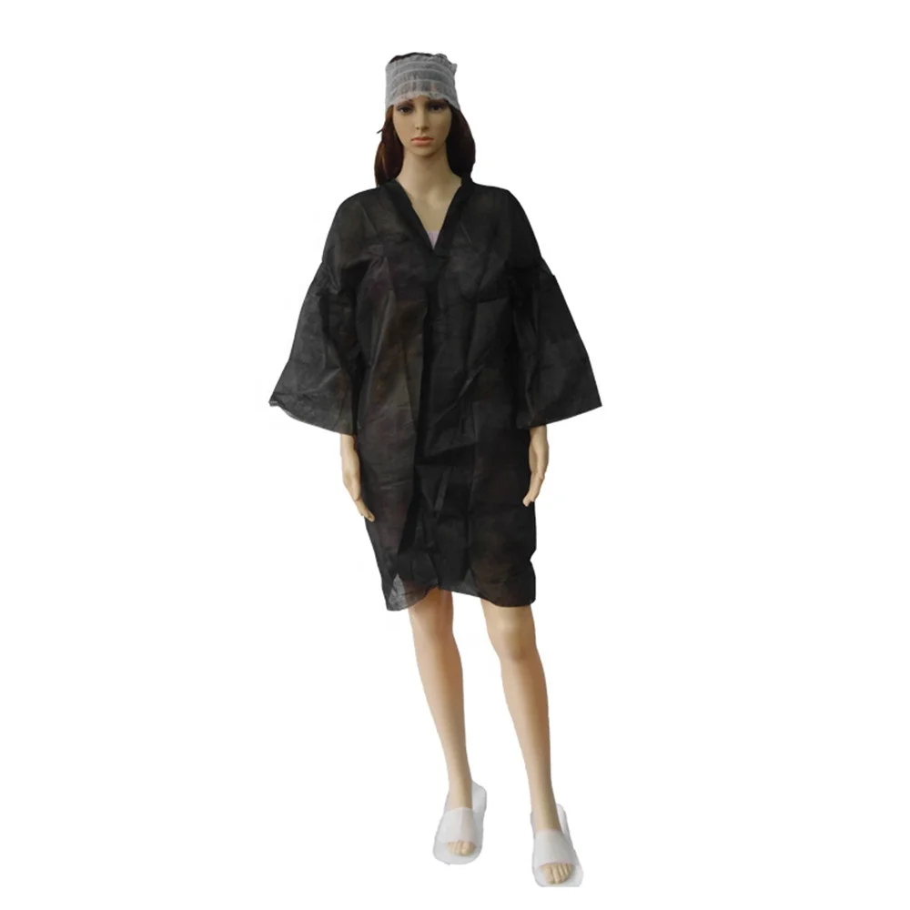 Disposable Nonwoven   Hairdressing Salon Gown Bathrobe Kimono Robe Uniform Client Spa Smocks