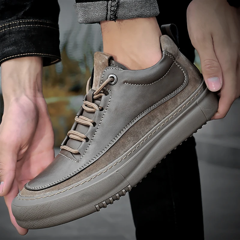 Casual Sneakers Leather Handmade Men Shoes Sneakers Fashion Trend Men Shoes Sneakers Breathable New Loafers Shoes