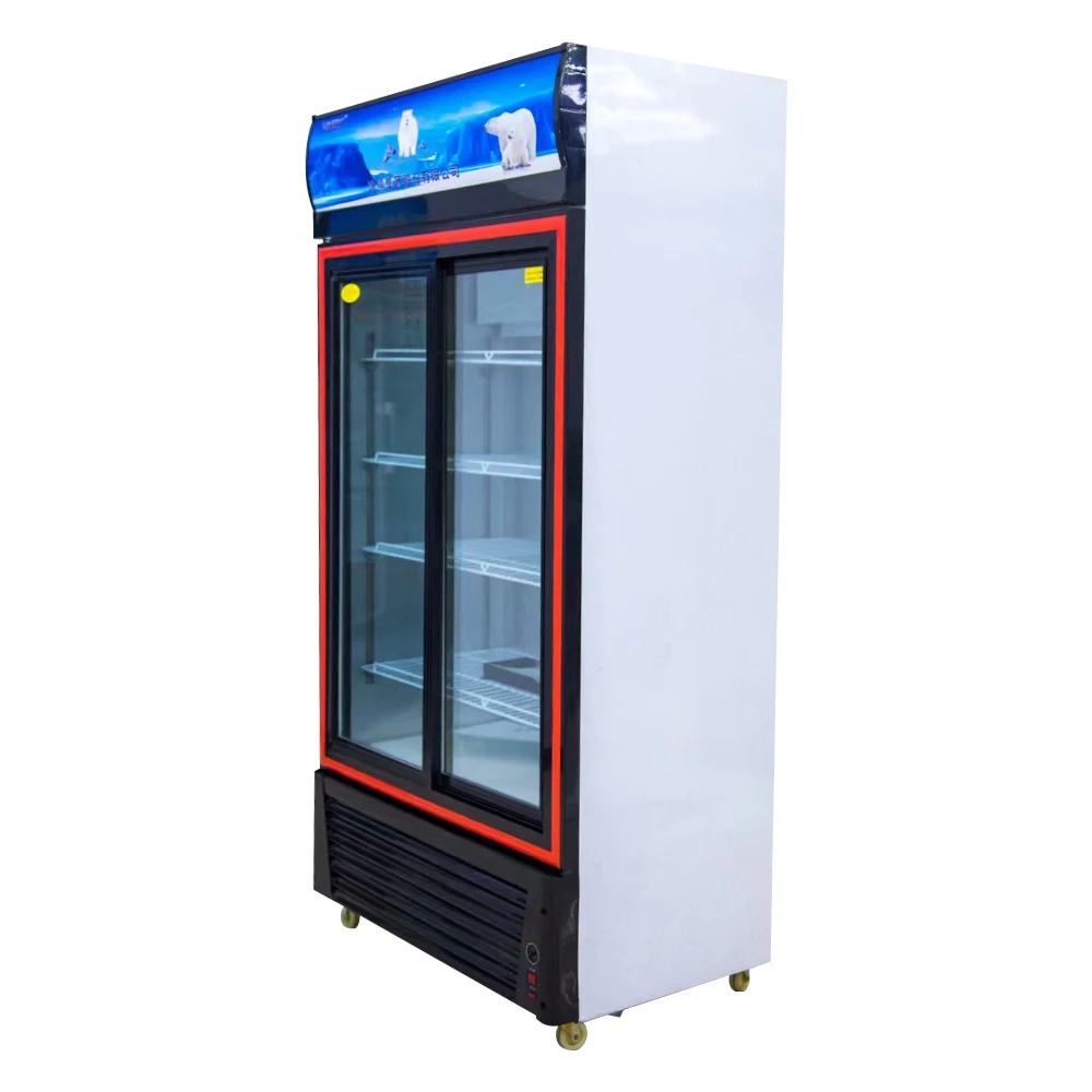 2 Doors Commercial Refrigerator upright cooler beverage freezer display cabinet