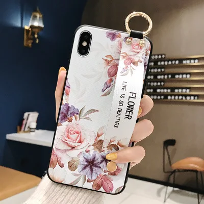 Simple cartoon creative phone case wristband TPU phone accessories embossed painted custom phone case