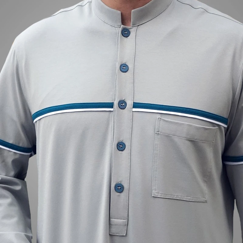 MANXUN Factory Sale Islamic Arab Men Clothing Dubai Style Front Button Long Sleeve Muslim Thobe Men Abaya Dress