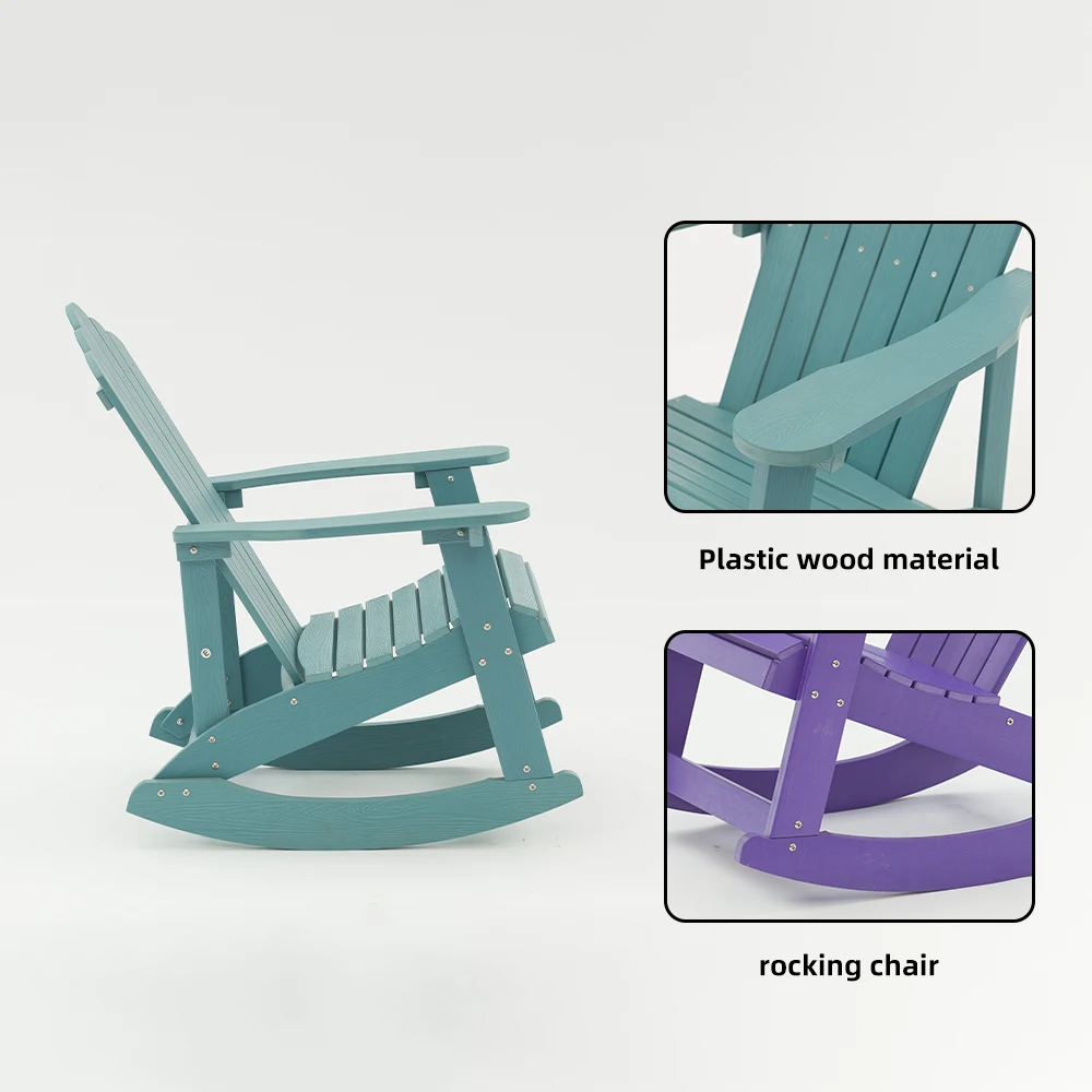 Outdoor garden furniture Eco Friendly Plastic Wood Adirondack Rocking Chair Garden Rocking Chair