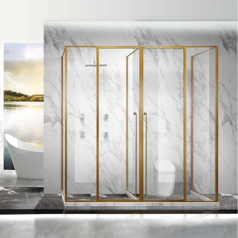 10mm thick building 304 ss frame unbreakable toughened tempered polished glass panel shower cubicle