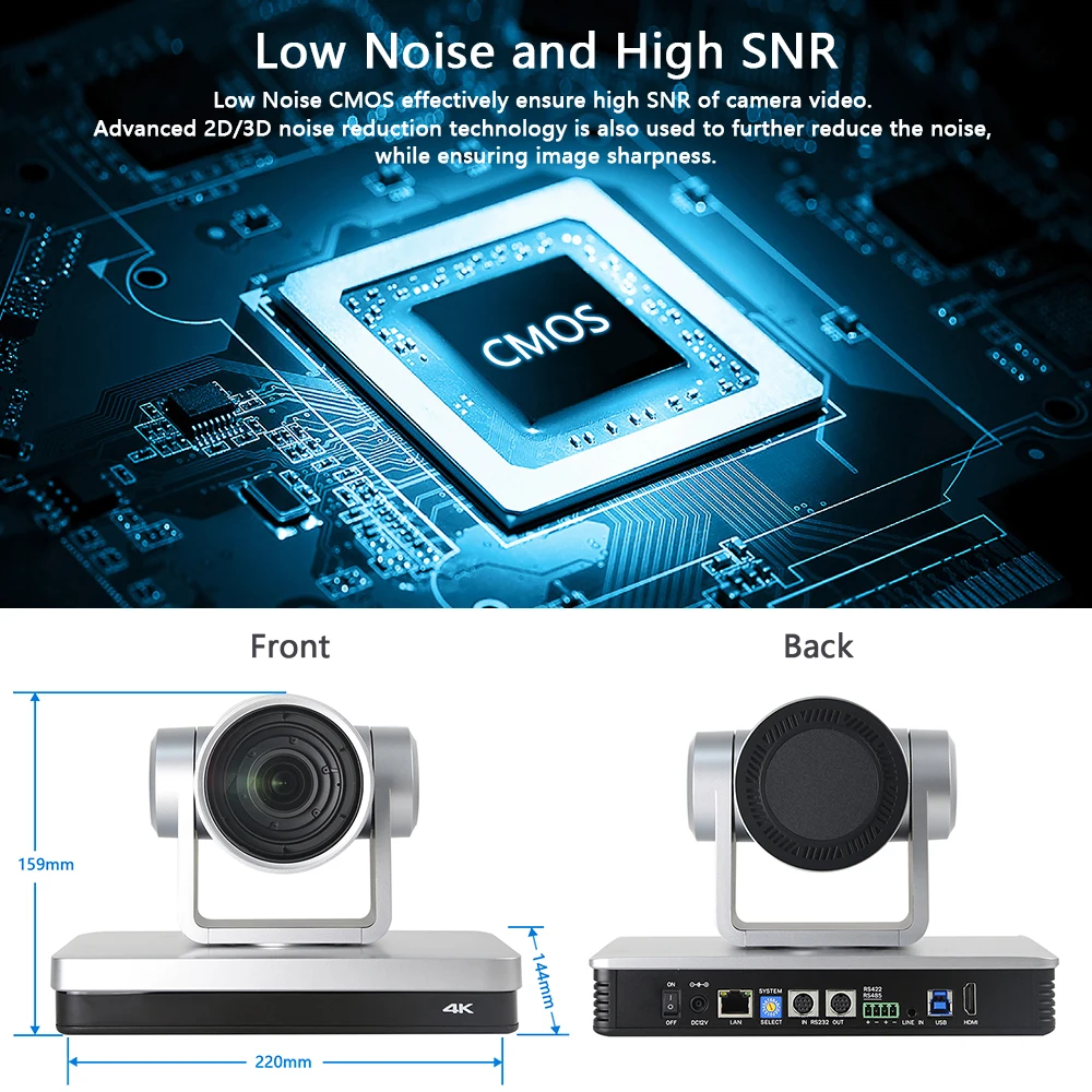 Video PTZ Network IP Live Streaming for Broadcast 12x optical zoom 4k Ptz Live Camera Video Conferencing PTZ IP UHD Camera