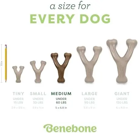 Wishbone Dog Chew Toy Durable Real Bacon Flavored Eco-Friendly  Chewers Medium Size Bone Nylon PP Shape Pet Bite Resistant